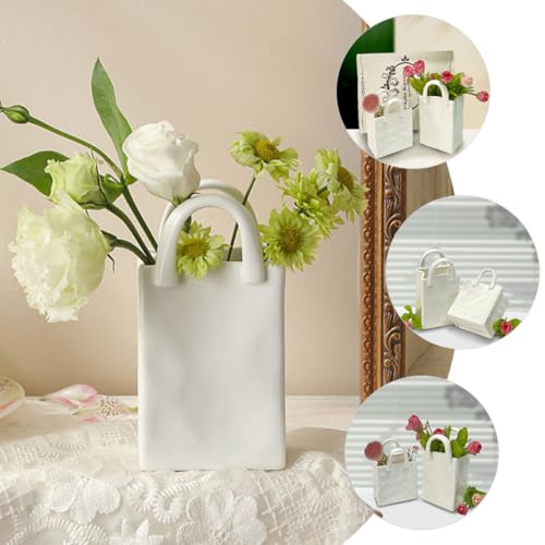 Vase en céramique blanche décoratif en forme de main au design épuré - 5