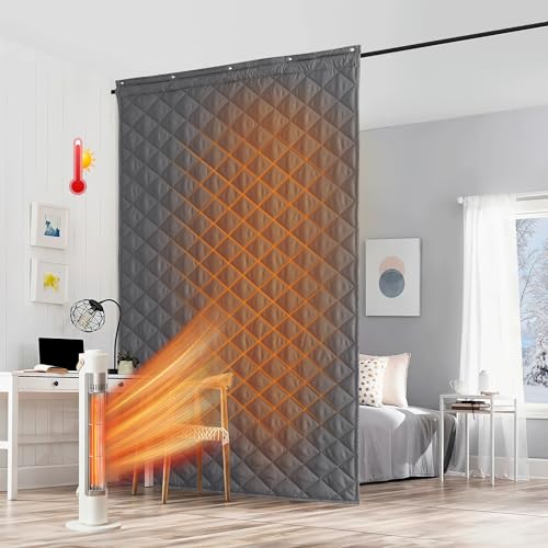 RYB HOME Large Summer Heat Blocking Thick Quilted Insulated Curtains, Thermal Insulated Curtains...