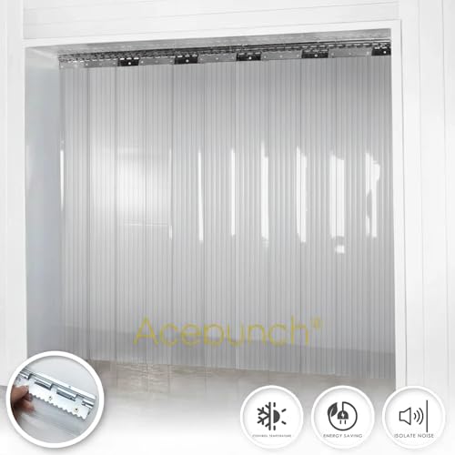 Image of Ribbed PVC Strip Curtain Clear 48 inch Width x 84 inch Height Vinyl Door Strips for Warehouse, Freezer, and Garage, Anti-Scratch & Temperature Resistant Plastic Strip Curtain for Door AP1474