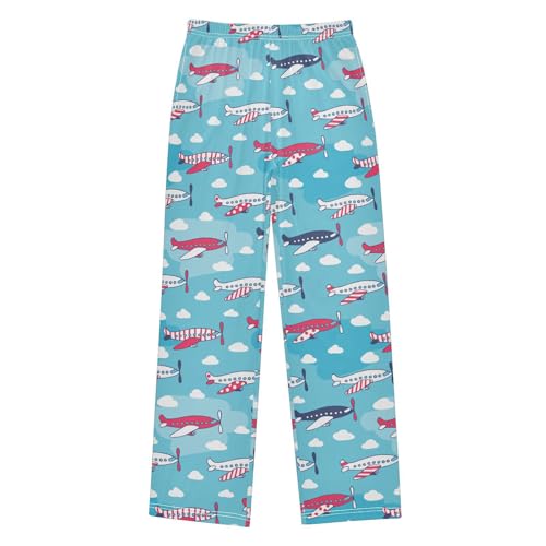 ZZXXB Airplane Clouds Boys Long Pants Soft Trousers Elastic Waist Kids Lounge Bottoms with Pockets S-XL