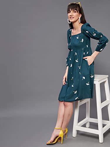 Image of Miss Chase Women's Round Neck Sleeveless Polyester Ruffled Knee- Length Dress