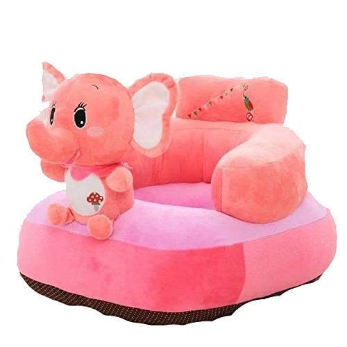 Image of AVS Cute Elephant Design Baby Sofa Seat Plush Cushion Sofa Cum Bed And Soft Rocking Chair Comfort Baby Supporting Seat Soft Plush Cushion And Chair For Kids (Pink),1