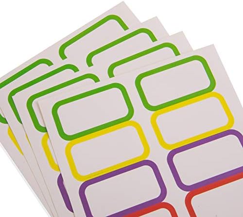 Harlington Group 300 Assorted Colour Edge Labels Name Tag Organisation Stickers Colour Coding Cleaning Home Office School White with Boarder 6 Colours