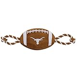 Pets First NCAA Texas Longhorns Football Dog Toy, Tough Quality Nylon Materials, Strong Pull Ropes, Inner Squeaker, Collegiate Team Color, 1 Count (Pack of 1)