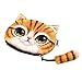 MOSSTYUS Cute 3D Plush Cat Face Coin Purse Kitty Money Bag Pouch Wallet Storage Cosmetic Makeup Case with Cat Tail Zipper, Yellow