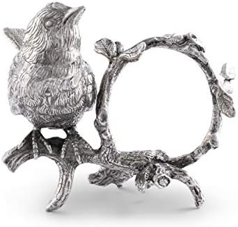 Vagabond House Pewter Metal Handcrafted Spring Song Bird Napkin Ring (Sold as Single Ring) Artisan Crafted Designer Rings 3 inch x 3 inch