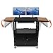 2Pcs Steel Large AV Cart with Locking Cabinet Presentation Cart with Pullout Keyboard Tray & Cord Management for Computer Laptop Projector Printer