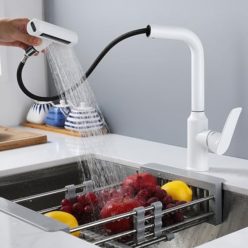 Mitigeur d évier durable en acier inoxydable blanc robinet de cuisine au design épuré