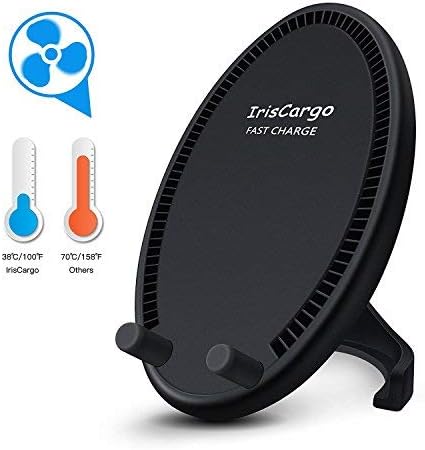 IrisCargo Wireless Charger, Qi-Certified Wireless Charging Pad 10W, Fast Charger Cooling Fan Compatible iPhone XS Max/XR/XS/X/8/8 Plus, Fast-Charging Samsung Galaxy S10/S9/S9+/S8+ All Qi-Enabled Phone