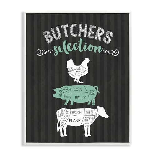 Impression giclée d'art Butchers Selection par Stupell Industries, cadre texturé 50,8x40,6 cm