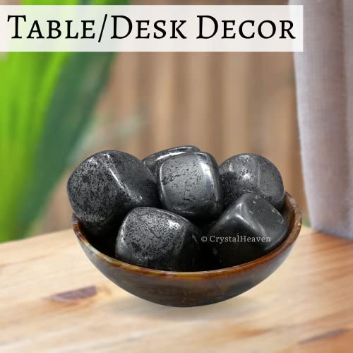 Image of Certified Hematite Crystal Healing Tumbled Stone, Natural Polished Crystals for DIY Crafts, Manifestation, Meditation, Pooja Feng Shui and Reiki Healing (30 Grams)