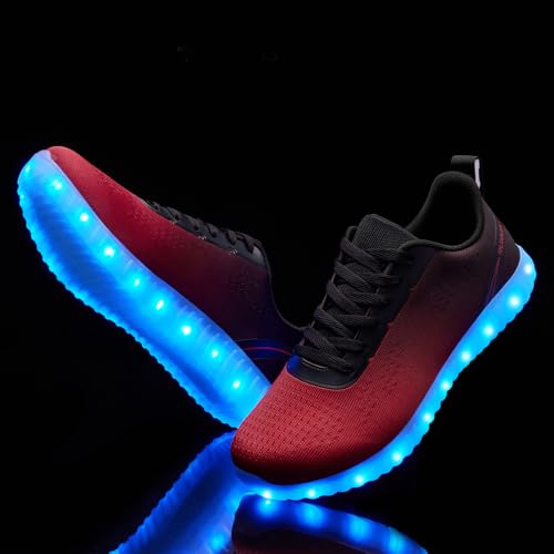 Image of BosenHulu Light Up Shoes for Women Men USB Charging LED Shoes Adult Halloween Dancing Glowing Luminous Trainers Gradient Colors Mesh Upper Party Revel Flashing Sneakers