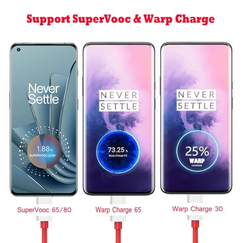 Image of Original Orignal 65W USB Type C Fast Charger with Data Cable Dash /Warp /SuperVooc Compatible with Oneplus 11 /11R /10 /10 Pro /10R /10T /9 Pro /9RT /9R /8 Pro /8T /7 /7T /6 /5 and Nord Series (CXZ24)