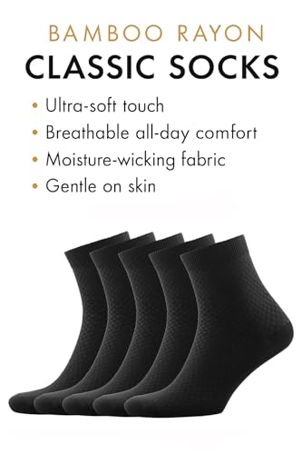 NUDUS UNDERWEAR Men’s Black Quarter Socks 5-Pair Gift Box, Breathable, Soft and Thin, Moisture Wicking