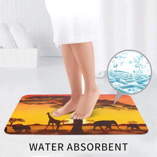 Tapis de bain afrique et faune sauvage absorbant antidérapant pour douche