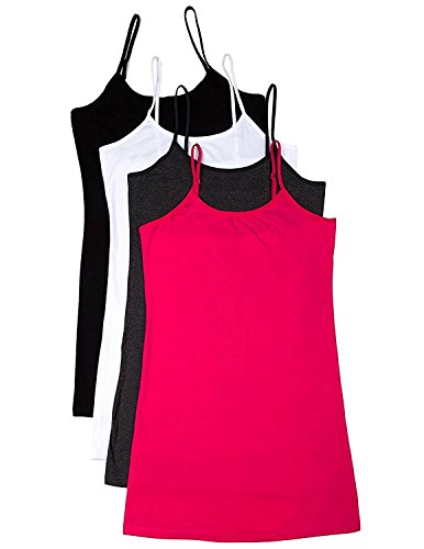 4 Pack Active Basic Women's Basic Tank Top (Medium,Black/White/Pink/Charcoal)