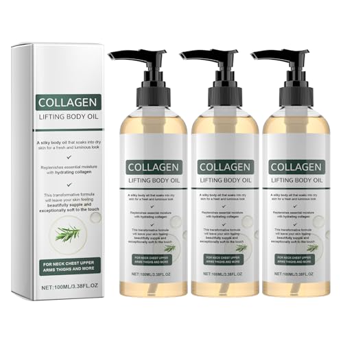 QPJUVC Collagen Lifting & Firming Body Oil - Hydrating Moisturiser for Neck, Chest, Arms, Legs & Stomach, Tightens Skin, Reduces Appearance of Wrinkles & Stretch Marks, 100ml (3)