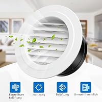 Hon&Guan 120mm Entlüftungsabdeckung, 120mm Lüftungsgitter Round Soffit Vents, ABS Lüftungsrohr mit Insektenschutz Fliegengitter für Klimaanlage, Garage, Außenwand, Bad, Küche, Garten, Kamin – Ansicht 8