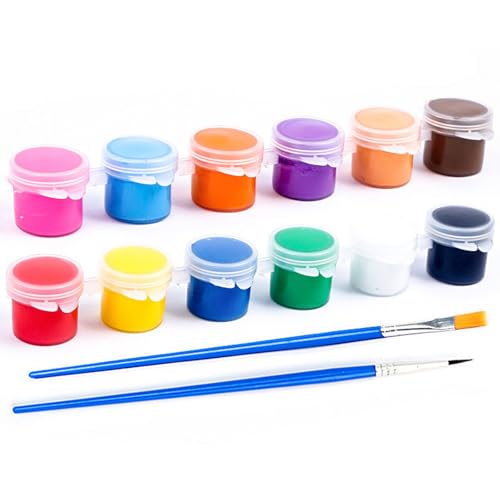 MOUNTTU Acrylic Paint Set, Includes 2 Strips Acrylic Paint and 2 Brushes, Pottery Glaze Painting Art Supplies for Craft Painting On Ceramic, Wood, Rocks Supplies Art Set