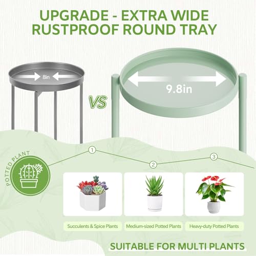 Image of iDavosic.ly 5 Tier Large Plant Stand Indoor, 10 Inch Wide Corner Tall Metal Plant Stands Outdoor for Multiple Plants, Folding Tiered Flower Display Holder Rack Shelf, Light Green
