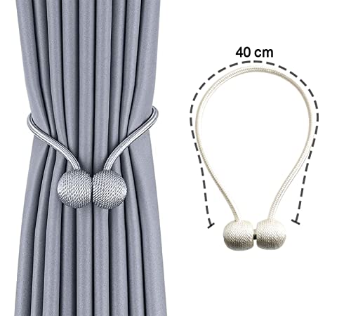 2 Prendedores Magnéticos de Cortina Abraçadeira Presilha Para Cortina + Caneta ALVATEC (BEGE)