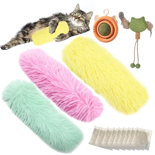 Risbang Cat Toys Cat Catnip Pillows, 3 Pack Interactive Cat Toys Catnip Balls for Indoor Cats Toys for Bored Indoor Adult Cats Kicker Toys Kitten Toys Chew Teething Toy