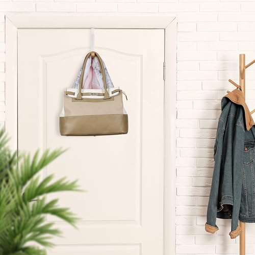 Relaxdays Türgarderobe klappbar 2er Set, zum Einhängen, Türhaken 6 Kleiderbügel, Metall & Holz, für 2 cm Türfalz, weiß