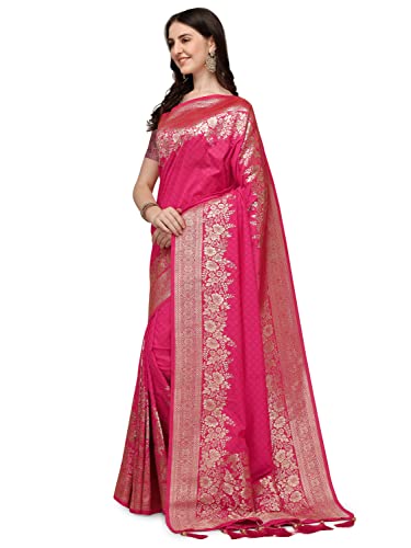 Image of Mehrang Cotton Banarasi Silk Saree for Women With Unstitched Blouse Piece