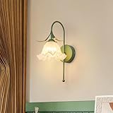 DJAMEL Modern Flower Wall Sconce Elegant Green Wall Light Creative Metal Lampbody with Acrylic Flower Beside Lamp for Bedroom Kitchen Island Entryway Living Room