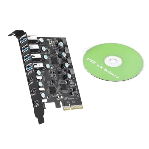 DIY 7-Ports 20Gbps Expansion Adapter Card PCIe to USB 3.2 Gen 2 for PC, 4 USB-A, 3 USB-C