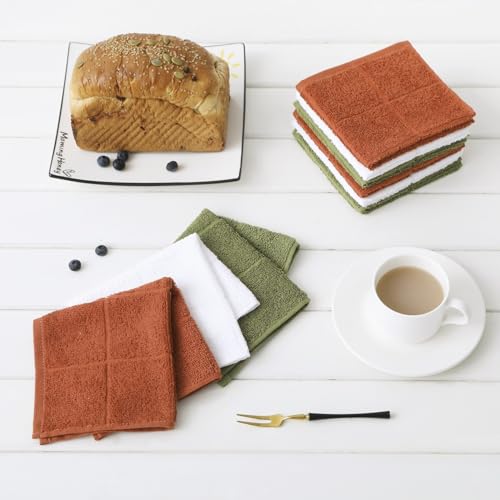 Glynniss Dishcloths Kitchen Highly Absorbent Dish Rags 100% Cotton Dish Cloths for Washing Dishes, Cleaning (11 x 11 Inches, 12 pcs, White)