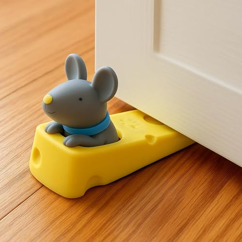 Image of DomeStar Cute Mouse Stopper, Gray Mouse Door Stop Decorative Animal Doorstop Door Wedge