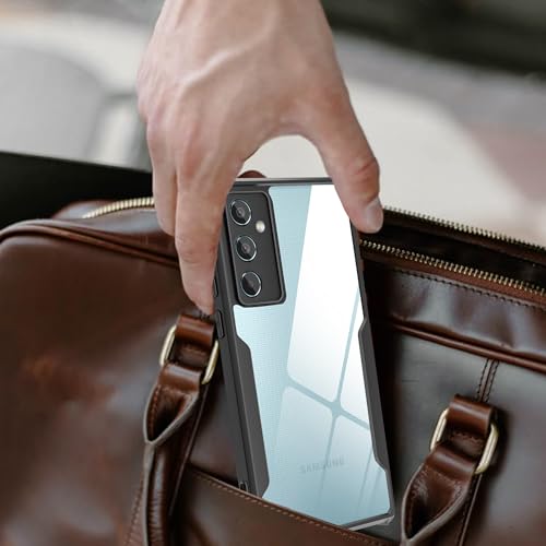 Image of A rtistque Clear Hard Transparent Acrylic Armor Anti-Drop Shockproof TPU Edge Back Cover Case for Samsung Galaxy M35 - Black