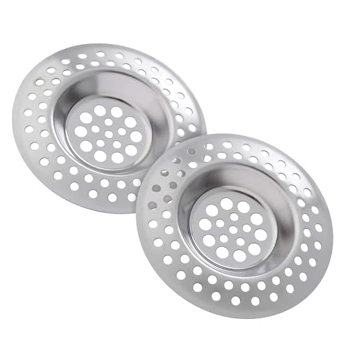 Drain Strainer Stainless Steel, Kitchen Sink Plugs Circular, Drain Catches for Bathroom Sink and Tub Basket Filter 2 Packs 7 cm