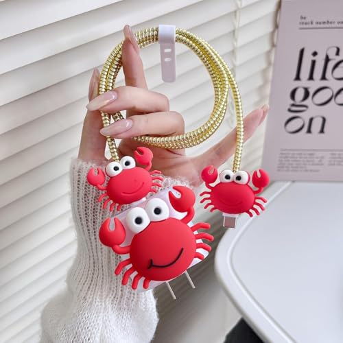 Image of Protective Charger Case for iPhone 15 14 13 12 11 Pro Max - 18W 20W Charging Cable Cover Data Cable Sleeve - (Crab)