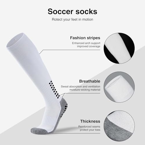 8 Pair Grip Soccer Socks for Men, Knee Socks Non Slip Grip Pads for Football Baseball Sports2