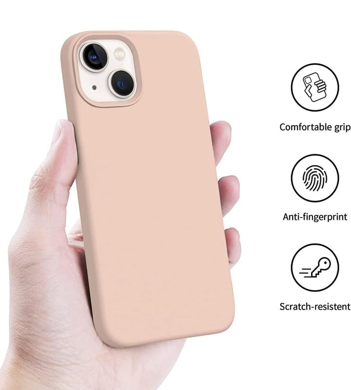 Image of Premium Liquid Silicone Case for iPhone 13 - Slim Full Body Protective Back Cover with Soft Microfiber Lining, Anti-Slip Grip Scratch Resistant Phone Case (Light Pink)