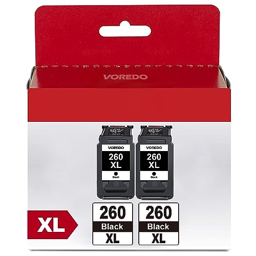 Image of 260XL Black Ink Cartridge High Yield for Canon 260 Black Ink PG-260 (2Pack) | Printer Ink 260 XL PG-260XL Compatible with Canon TS6420a Ink Cartridges Pixma TS6420 TS6400 TS5320 TS5320a TR7020 TR7020a