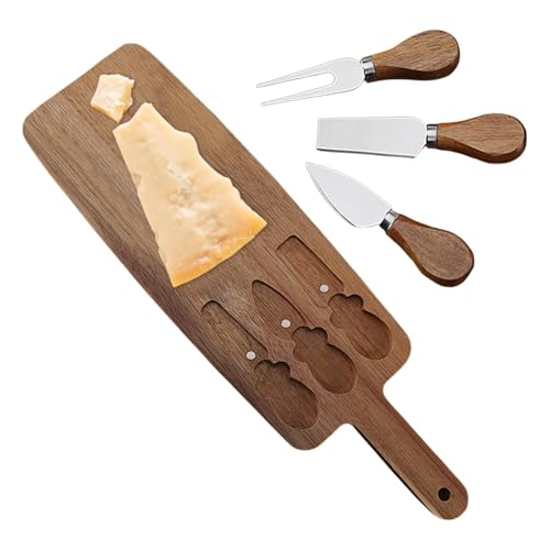 Siuwddee Juego de tablas para embutidos, tabla de quesos con asa, Bandeja de Queso Bandeja para Servir Tablas de Charcutería de Madera, Bandejas multifuncionales para servir con herramientas para