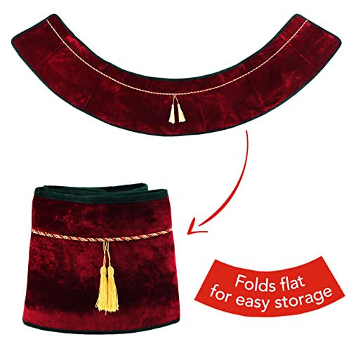 Meriwoods Christmas Tree Collar 25 Inch, Large Velvet Tree Skirt With Tassels, Country Rustic Holiday Indoor Decorations, Burgundy Red & Green #TOP5