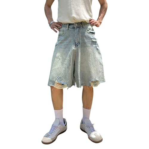 Jorts en denim délavé déchiré pour homme : le short d'été décontracté anti-transpiration