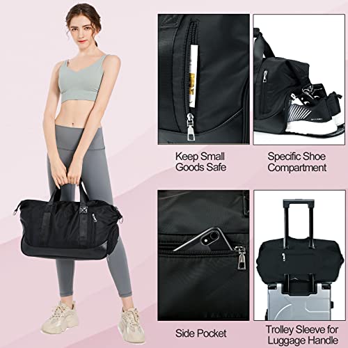 Sports Gym Bag, Travel Duffel Bag With Wet Pocket & Shoes Compartment Weekender Bag For Women And Men, Black #TOP2