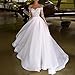 Ryanbem Brautkleid Standesamt Weiß Lang Schulterfrei Langarm A Linie Große Größen Empire Taille Elegant Spitze Applikationen Brautkleider Hochzeitskleider mit Schleppe White 40