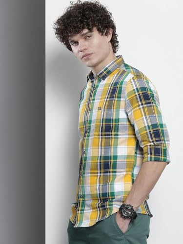 Image of The Indian Garage Co Men Regular Fit Checkered Full Sleeves Cutaway Collar Casual Shirt