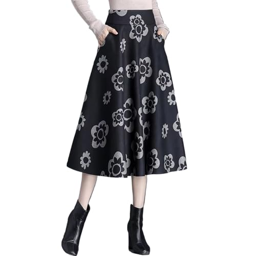 Jupe en laine imprimée automne hiver : le confort d'une coupe ample et longue taille haute