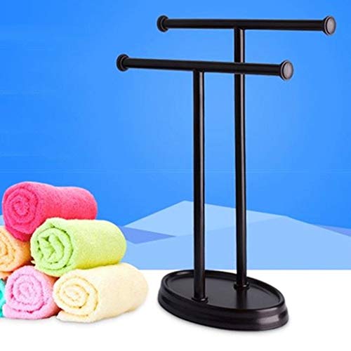 Toallero de pie sin taladro para ahorrar espacio en baños con diseño de doble capa 5