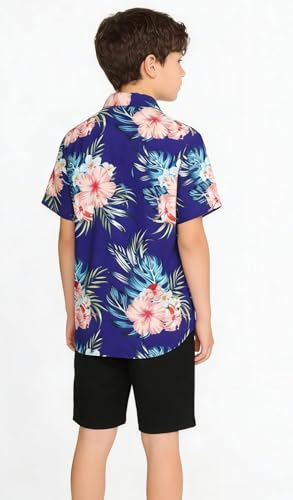 Image of Cromoncent Matching Hawaiian Outfits for Family, Dad and Son Matching Luau Beach Tropical Shirts Mommy Daughter Tropical Sets