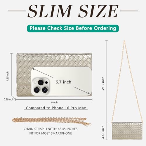 Image of U+U Small Crossbody Bags for Women, Cell Phone Purse Mini Clutch Bag with Removable Chain, Card Slots - Lightweight Purse