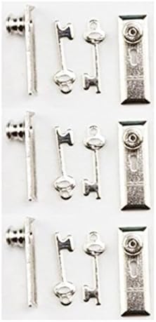 Dollhouse Miniature 1:24 Scale Door Knobs and Back Plate with Keys in Satin Nickle