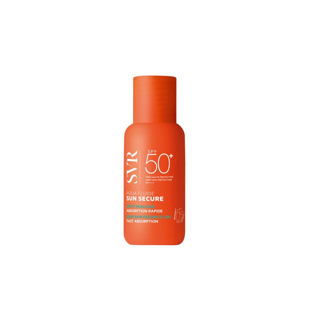 SVR - Sun Secure Aqua Fluide SPF50+ - Fluido solar de muy alta protección para el rostro - Para pieles sensibles - Acabado invisible no graso - Resistente al agua y al sudor - 50 ml